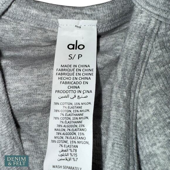 Alo Yoga Seamless Ribbed Mellow Onesie Athletic Heather Grey Bodysuit Romper S - Picture 11 of 16